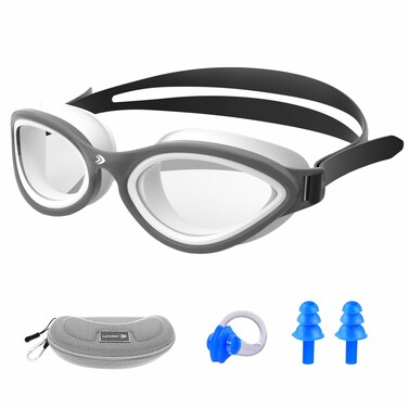 Longsail Adult Swim Goggles, Tinted/Clear Swimming Goggles 10x Anti-fog UV protection goggles for Men Women Youth 9+