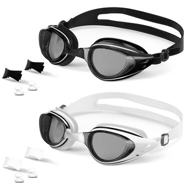 AIKOTOO Swim Goggles, 2 Pack Swimming Goggles Adult Men Women Youth Black &amp; White Sweetheart Pool Goggles Anti-Fog Anti-UV No Leaking