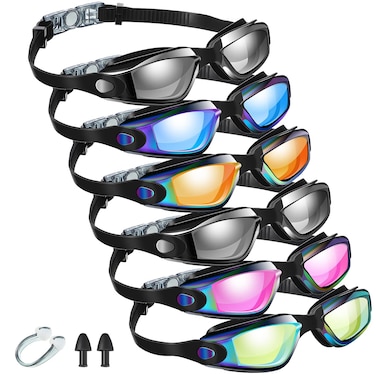Flutesan 6 Pcs Swim Goggles Swimming Equipment Swimming Goggles Sport Swimming Goggles for Women Men Adult Youth (Bright Color,Classic Style)