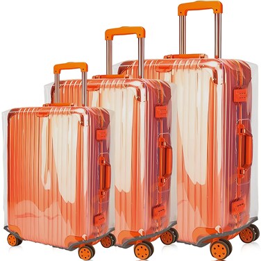 GigabitBest 20/24/28 Inch Thicken Transparent Luggage Cover Suitcase Cover Protector Waterproof PVC Full Clear Cover Travel Suitcase Set Full Clear 20 24 28 inch