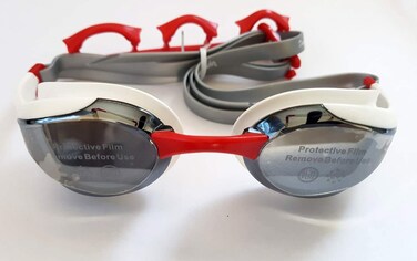 Swimxwin Professional Dragonfly Swimming Goggles Competition Race Anti Fog UV Protection (White, Silver Mirror)