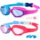 2-Pack Kids Swim Goggles, Toddler Swim Goggles, Swim Pool Goggles for Boys or Girls From 3-12, Quick Adjustable