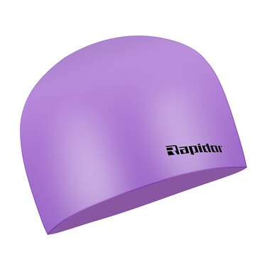 Swim Cap by Rapidor, Silicone Unisex for Men Women Teens, RC907 Series (Purple)