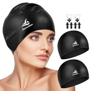 Silicone Swim Cap for Men &amp;Women,3D Ergonomic Design Swimming Caps with Ear Plug and Nose Clip Suit for Long Hair
