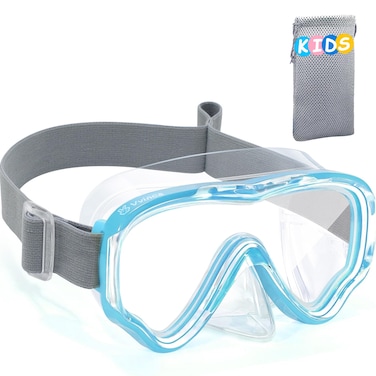 Vvinca Kids-Goggles with Nose Cover, Diving Mask Elastic Fabric Strap Anti Fog Anti Shattered Lens for Kids Swim Goggles 3-14