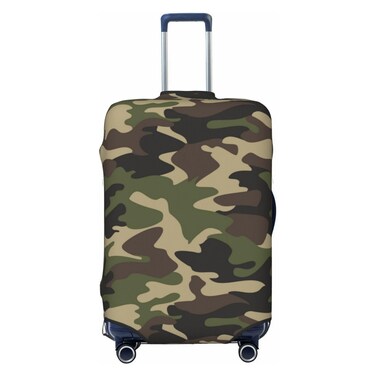 Lukbfall Camouflage Pattern Printing Luggage Suitcase Covers Elastic Washable Green Camo Luggage Protector Travel Suitcase Protective Cover For Kid And Adult, M (Fit 22-24 Inch Luggage)
