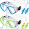 Hoteam 2 Pack Kids Swim Goggles Diving Mask with 2 Pair Earplugs, Silicone Anti Fog Swimming Goggles Glasses Anti Leak Snorkel Swim Face Nose Cover Gear for Kids 6-14 Youth (Pink, Purple)