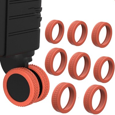 lucktao 8pack Luggage Suitcase Silicone Wheels Cover,Carry on Luggage Accessories Reduce Noise &amp; Wear-Resistant for Dule-Spinner Wheels Travel Luggage Suitcase (orange)