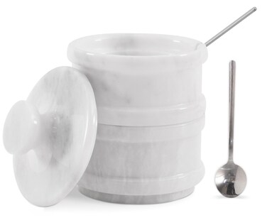 Radicaln Handmade Marble White 5.5&acirc;&euro; Dual Salt Cellar &amp; Brown Sugar Keeper &acirc;&euro;&ldquo; 2.3&acirc;&euro; Each Herb Jar Salt Dish Kitchen Accesorries &acirc;&euro;&ldquo; Ideal For Jewelry, Butter, Sugar &amp; Home D&Atilde;&copy;cor