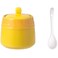 Kichvoe Sugar Bowl with Lid and Spoon Ceramic Sugar Jar Porcelain Condiment Pot Sugar Container Seasoning Box for Home Kitchen Coffee Bar Yellow