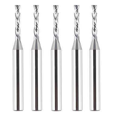 SpeTool 5PCS 1/8 Cutting Diameter Compression Router Bits with 1/4 Shank, UP&amp;Down Spiral Router Bits Set Carbide CNC Rotary Tool for Wood/Plywood/MDF