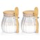 holoith 2Pcs Sugar Container with Bamboo Lid and Spoon,15oz Sugar Bowl Glass Jar for Coffee Bar Accessories Coffee Canister Kitchen Decor Housewarming Gift Christmas Refillable Design