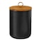 Jueison Large Ceramic Storage Jars, Modern Elegant Highly Polished Airtight Gorgeous Storage Canisters with Wooden Lid Food Storage Jar for Kitchen Spice Tea Vanilla Sugar Coffee Beans (Black)