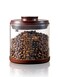 Tourdeus Airtight Coffee Canister, 14 Oz Borosilicate Glass Coffee Bean Storage Container with Pop Lid, CO2 Releasing Valve for Grounds Coffee, Beans, Sugar, 1200ml Brown