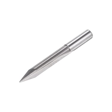 uxcell Tapered Wood Engraving CNC Router Bit, Solid Carbide 2 Straight Flutes Carving Tool for Acrylic PVC MDF Plastic, 6mm Shank 0.5mm Tip 30 Degree 55mm Length