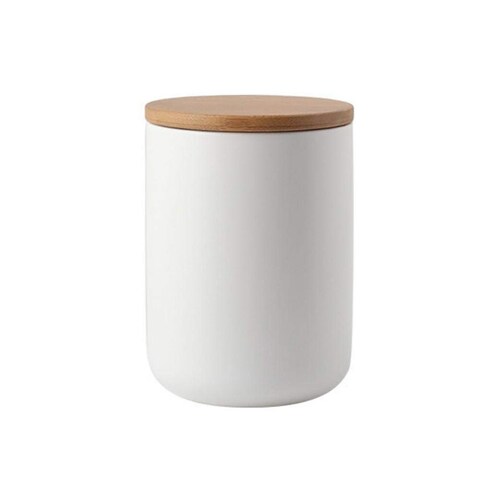 YYW Ceramic Food Storage Jar Containers Kitchen Canisters with Airtight Seal Lid for Coffee Beans Sugar Spices (Medium White)