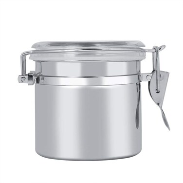 Estink Food Storage Jar, Stainless Steel Airtight Coffee Canister Food Storage Jar Tea Sugar Milk Powder Container for Kitchen Counter Tea Sugar Coffee Flour Cookie Storage, Silver(B 13 * 11cm)