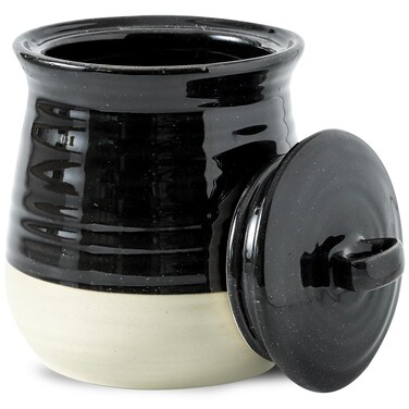 Tikooere Ceramic Food Storage Jar,Coffee Canister for Countertop with Lids Airtight,Large Flour,Spices,Beans,Rice and Candies Containers for Kitchen and Home,Farmhouse Kitchen Decor,35 OZ Black