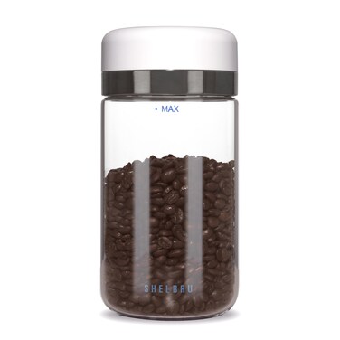 Coffee Canister/Coffee Container - Electric Vacuum Seal - Airtight Coffee Storage Container - Whole &amp; Ground Coffee Bean Storage - Borosilicate Glass Jar w/ Lid - Charging Cable Included - 10.5oz/250g
