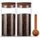BOILMERIT 50 oz Coffee Canister with Scoop and Wooden Lids, Airtight Glass Coffee Jars Set of 2 for Ground Coffee, Coffee Beans Storage Container with Lids for Kitchen Brown Sugar, Coffee Bar
