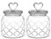 HomeyHoney 22 oz Clear Glass Canister with Cute Heart shaped Lids Set, Food Storage Glass Jars with Airtight Lids for Kitchen and Dining Room, Stripe/Set of 2