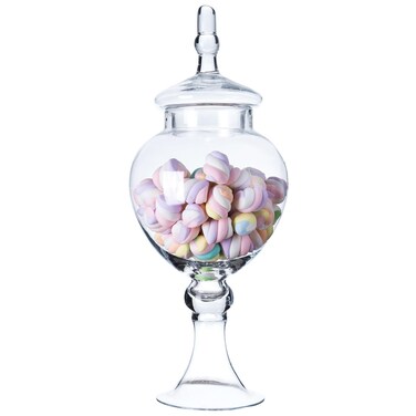 Clear Glass Apothecary Jars, Diamond Star Large Candy Buffet Display, Elegant Storage Jar, Decorative Wedding Candy Organizer Canisters (Height: 16.5" Body: 6.5")
