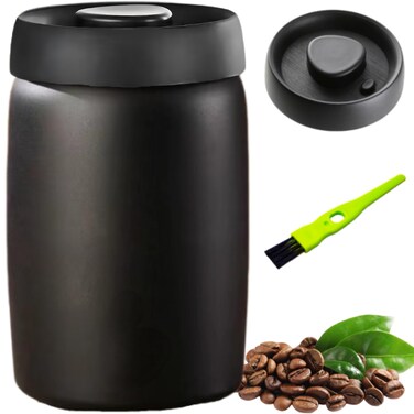 HelpyLife Coffee Vacuum Canister   16oz Coffee Bean Storage   Stainless Steel Airtight Food Storage Container   Press Out Excess Air Preserve Food Freshness   Perfect for Coffee Beans,Loose Tea