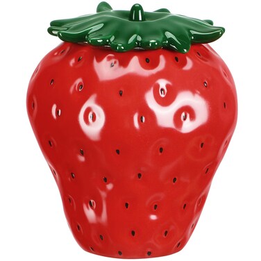 NOLITOY Ceramic Strawberry Jar, Cute Fruit Shape Kitchen Canisters Delicate Box Cookie Jar for Tea Coffee Candy Storage