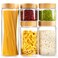 AISIPRIN Airtight Glass Jar with Lid, Glass Storage Containers with Screw On Bamboo Lids, for Cookie, Pasta, Cereal Storage Containers, 5Pcs 80oz 50oz 27oz Canisters Sets for the Kitchen