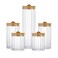 FANTESTICRYAN Glass Storage Jars Set of 5, Decorative Coffee Bar Container with Airtight Bamboo Lid Metal Ring for Home Kitchen Storing Candy, Cookie, Pasta, Nuts, Oatmeal and Bathroom Salt