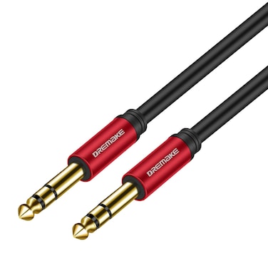 DREMAKE 10M 1/4''(6.35mm Plug) TRS Guitar Cable, Jack 6.35mm Quarter Balanced Stereo Audio Male to Male Instrument Cable for Pro Audio, Saxophone, Microphone, Console, E-Piano, Electric Mandolin