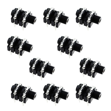 SQXBK 10PCS Mono Jack Panel Mount Connector Female Socket Stereo Headphone Jack PCB Panel Mount Black 4Pin Socket for Media Player MP3 Player MP4 Player and AV Device