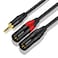 DREMAKE TRS 3.5mm 1/8'' Male to Dual XLR 3-Pin Male Audio Breakout Cable, 6FT 3.5mm 1/8 Inch to Dual XLR Male Adapter Interconnect Y Splitter Cable, Jack 3.5mm TRS Stereo to Double XLR Male Patch Cord