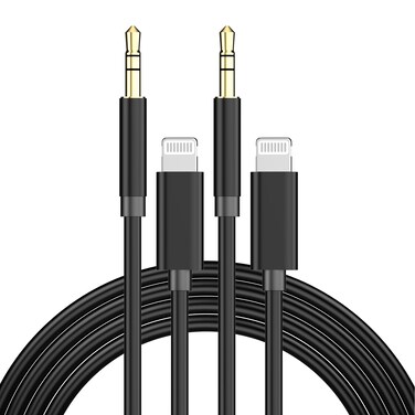 Apple MFi Certified Aux Cord for iPhone, 2 Pack Lightning to 3.5mm Headphone Jack AUX Audio Adapter Male Car Stereo Cable for iPhone 14 13 12 11 XS XR X 8 7 to Car Home Stereo/Headphone/Speaker, Black