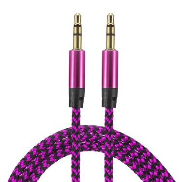 MECCANIXITY 2 Pack Aux Cable 3.5mm Male to Male Nylon Braided 3Ft 3 Pole Hi-Fi Stereo Sound Auxiliary Cord Rose Red for Earphones, Smart Phones, Home/Car Stereos, Speakers, Computers