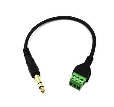 Qaoquda Gold Plated 6.35mm 1/4" Stereo TRS Audio Jack Male to 3 Pin Screw Terminal Female Microphone Balun Solderless Converter Adapter Cable 30cm/1FT(6.35mm TRS)