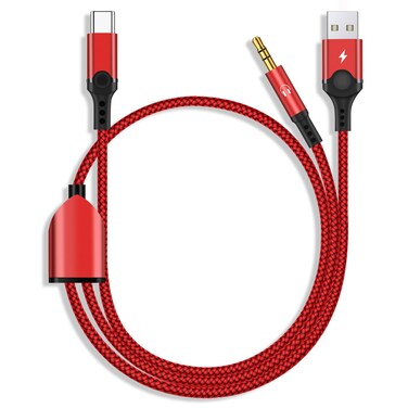 USB C to 3.5mm Aux Cable, 2 in 1 USB C to 3.5mm Car Stereo Aux Headphone Jack Cable with USB C Charging Compatible with iPhone 15/15+/15Pro, Galaxy S24/S23 Ultra/S22/S21/S21FE/S20, Pixel 8/7Pro/6/6Pro