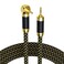 Mygatti Hi-Fi 3.5mm Audio Cable 4 Feet, 90 Degree Right Angle Stereo Aux Cord, Silver Plated Copper, Multiple Shield, Nylon Braided 1/8 inch 3.5 mm Auxiliary Jack for Real HiFi Sound, Audiophiles