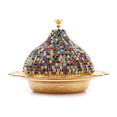 Alisveristime Coated Handmade Brass Sugar Chocolate Candy Bowl Serving Dish with Lid (Crystal) (Multi)