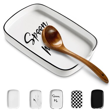 ABRUTY Spoon Rest for Stove Top, Ceramic Spoon Holder for Counter, Modern Farmhouse Decor Accessories for Spatula, Spoons or Tongs