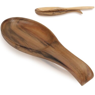 Kityemo Large Acacia Wooden Spoon Rest Cooking Spoon Holder Organizer Heat-Resistant Wood Utensil Rest, Spoon Holder for Stove Top, Kitchen Utensil Holder for Ladles, Turner, Brush, Spatula&amp; More