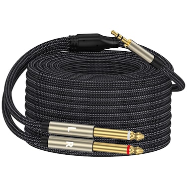 ZTOXLR 3.5mm 1/8 TRS to Dual 6.35mm 1/4 TS Mono Breakout Cable Y Splitter Stereo Cord Adapter Compatible with iPhone, iPod, Computer Sound Card, CD Player, Multimedia Speaker, Home Stereo System-33FT