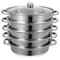 Luxshiny Steamer Pot Stainless Steel Steamer Pot 5 Tier Stockpot Steaming Cookware Vegetable Dumpling Steaming Pot for Home Kitchen (28CM) Cooking Pot