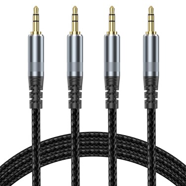 Aux Cable 3ft 2Pack, 3.5mm Audio Cable Extra Aux Cord for Car Male to Male Auxiliary Cords Hi-Fi Sound 1/8 Headphone Jack Compatible with Stereo Headphones Laptop Smartphone Tablet MP3 TV Switch