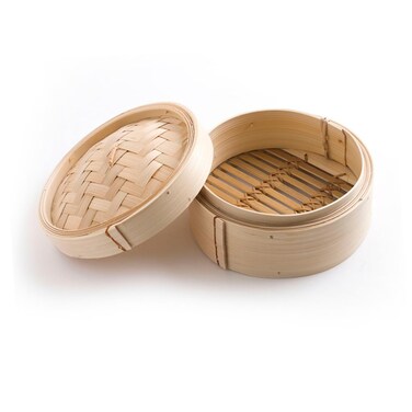 FELTECHELECTR 2Pcs Bamboo Steamers for Chinese Dim Sum and Dessert Cooking Lotus Leaf Rice Steamers with Covers Kitchen Cooking Tools