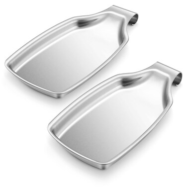LIANYU 2-Piece Spoon Rest for Kitchen Counter, Stainless Steel Spoon Ladle Holder for Stove Top, Spatula Utensil Holder with Square Bottom, Heavy Duty, Dishwasher Safe