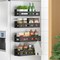 Sevenblue 4 Pack Magnetic Spice Rack for Refrigerator, Spice Rack Organizer, Moveable Magnetic Shelf Fridge Organizer with 4 Hooks for Kitchen and Oven Organization, Black