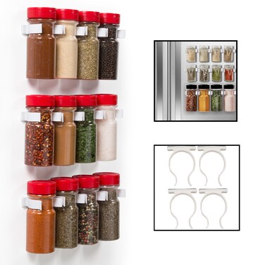 Good Cooking Magnetic Spice Rack Gripper Clips- Set of 4 Universal Spice Jar Clips - Easily Organize and Reorganize Dispensers- No Screws Needed
