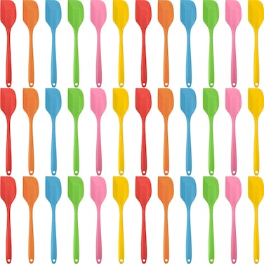 Irenare 36 Pcs Mini Silicone Spatulas Bulk 8.3 Inch Rubber Spatula Set Small Heat Resistant Spatulas Seamless Design Non Stick Flexible Scrapers for Kitchen Use Cooking Baking Mixing Tool (Cute)