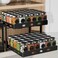 BOIVSHI Pull Out Spice Rack Organizer for Cabinet, 2-Tier Cabinet Spice Rack Organizer, Height Adjustable Vertical Spice Rack for Kitchen Cabinet (14.1''Wx10.8''Dx9.2''H, Metal Black)